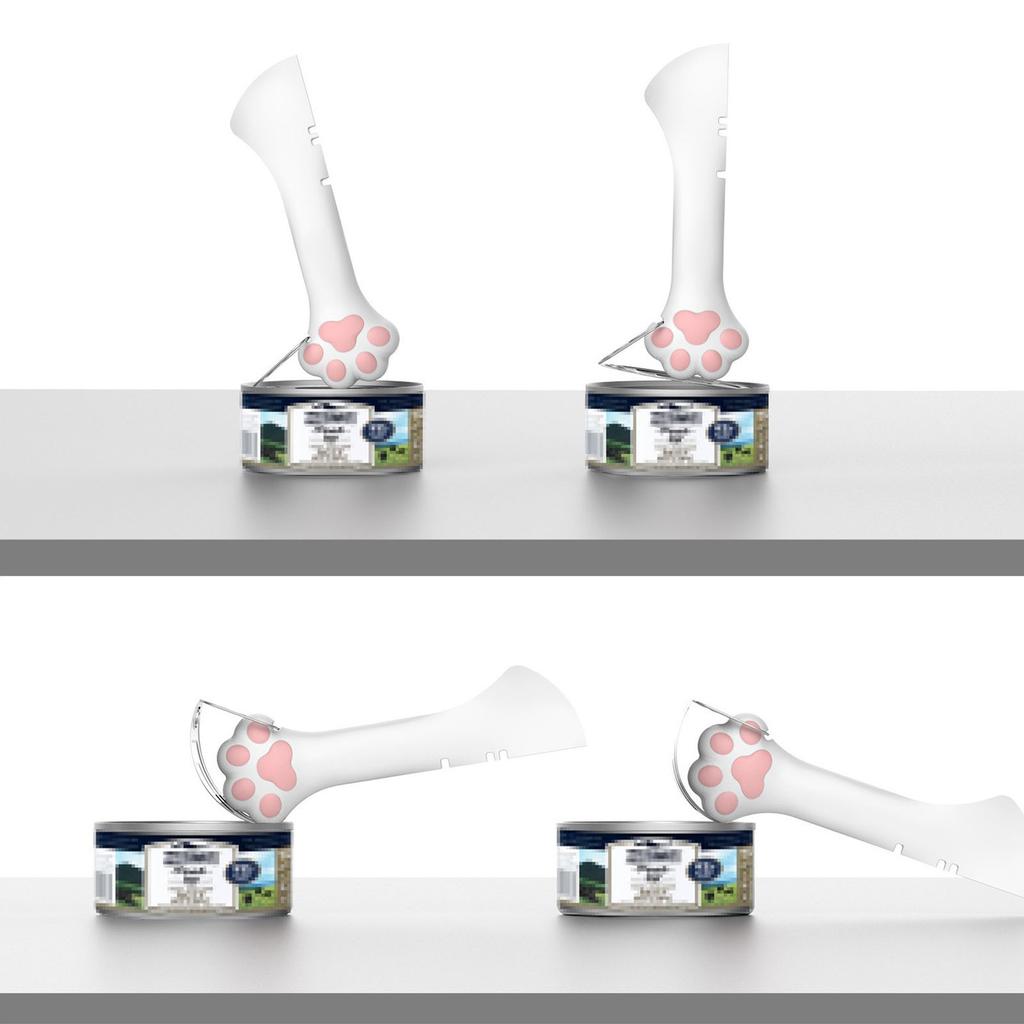 Cat Jar Opener Cat Paw Design Multifunction Pet Canned Spoon for Pet Food Can Supplies White