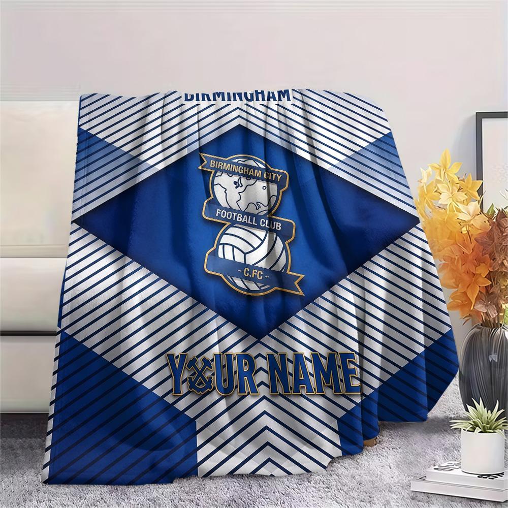 Custom Name Birmingham City Flannel Blanket, High quality Comfortable for All Seasons, Home Decor, Warmth and Comfort