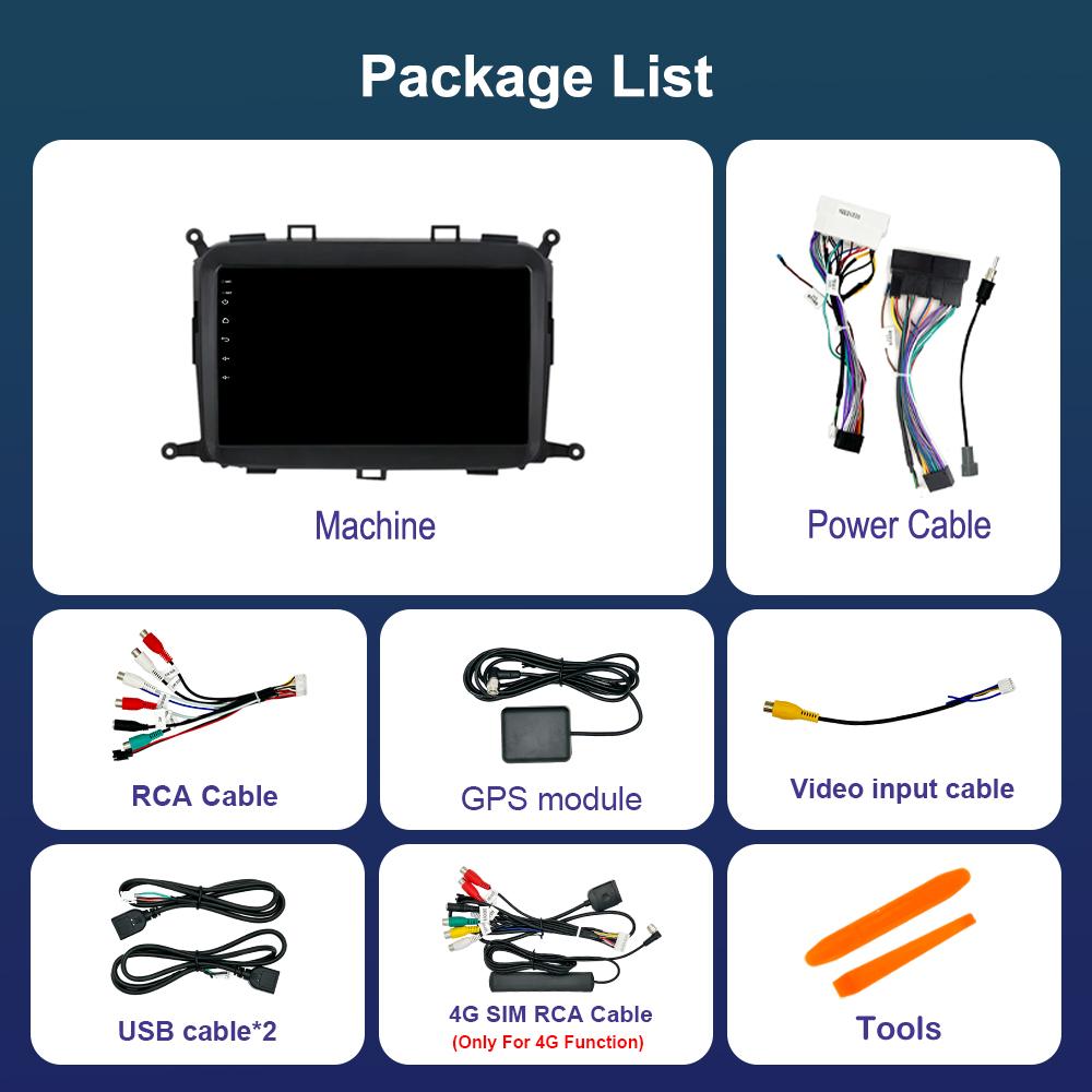 9'' Car Radio Multimedia Player for Kia Carens RP 3 III 2013 - 2018 GPS Navigation WiFi BT Android System 4G Carplay Head Unit