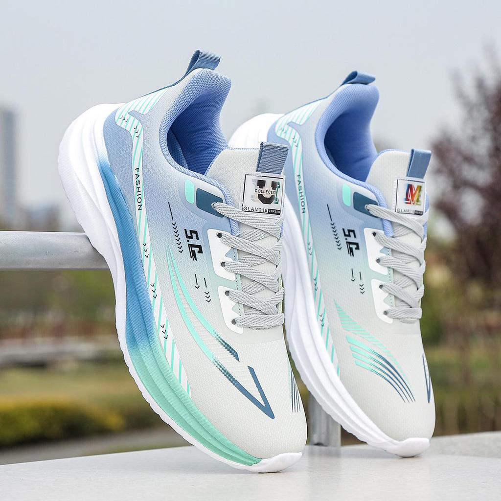 Forrest Gump Herren Trendiger Koreanischer Stil Lässig Leder Mesh Weiß Laufschuhe