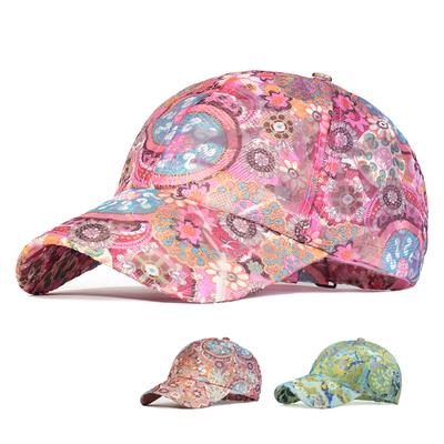 Boné de beisebol de malha de primavera feminino floral respirável chapéu de sol de verão bordado boné esportivo ao ar livre chapéu de escalada de secagem rápida