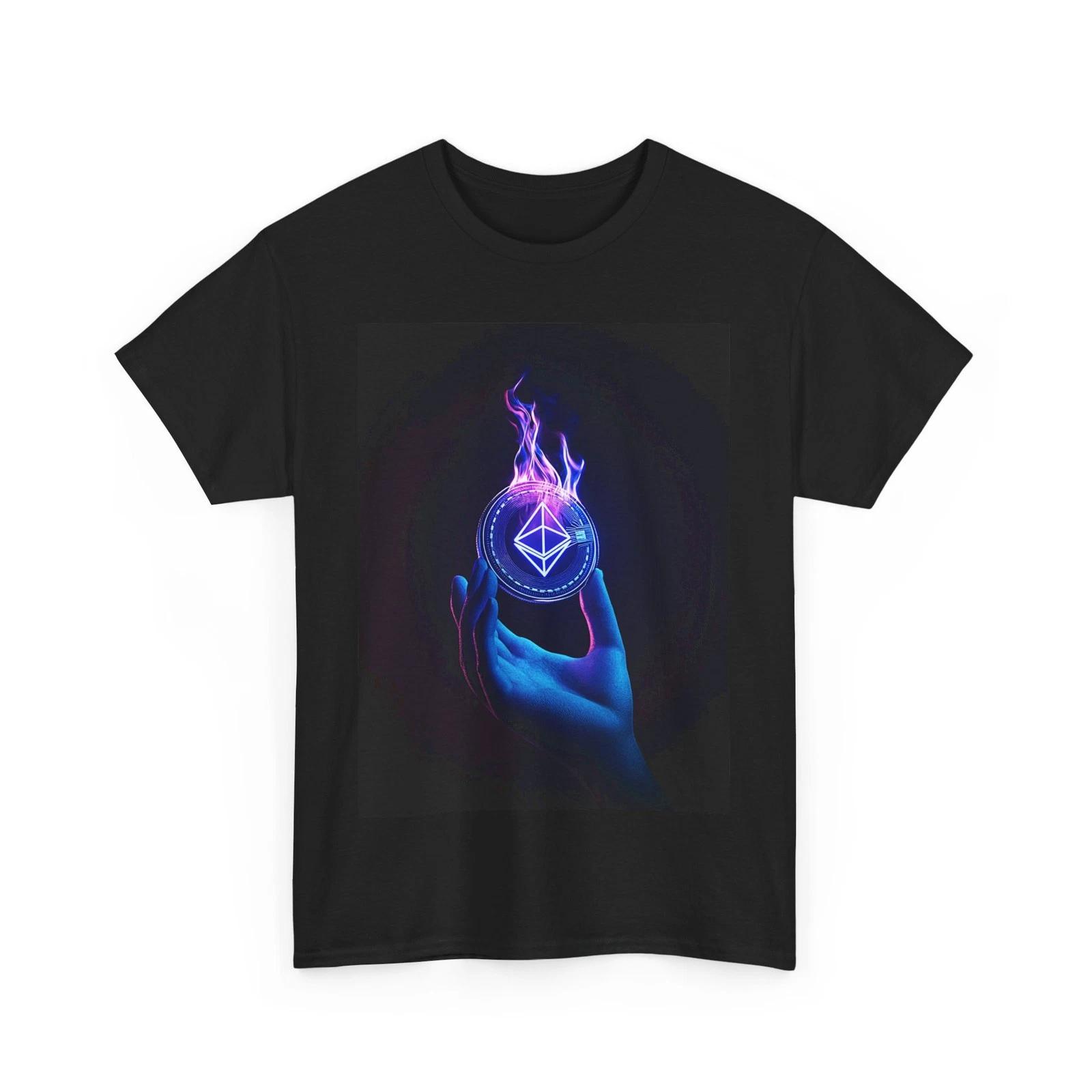 

ETHEREUM CRYPTO COIN FIRE ART Tshirt TEE GIFT MEN WOMEN MONEY FUTURISTIC SHIRT 3XL
