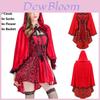 Elegant Gothic Red Riding Hood Cape Costume With Lace Up Details For Women And Girls
