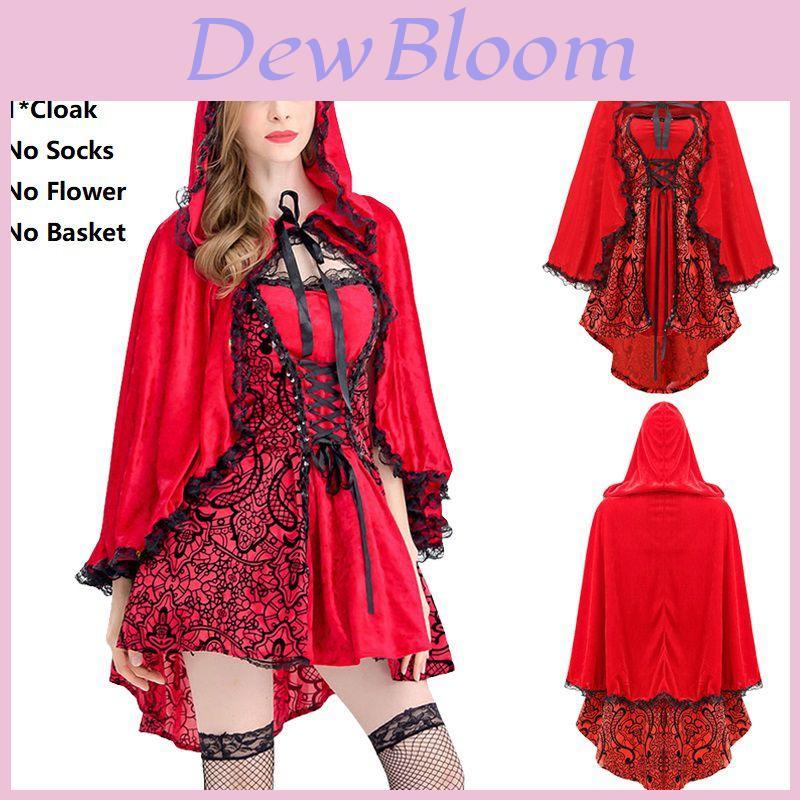 Elegant Gothic Red Riding Hood Cape Costume With Lace Up Details For Women And Girls