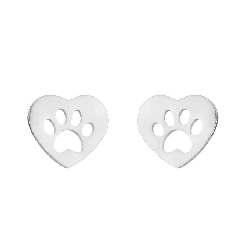 Halloween Cherry Studs, Mushroom Earrings & Hollow Bear Paw Heart Ear Cuff - Stainless Steel Jewelry