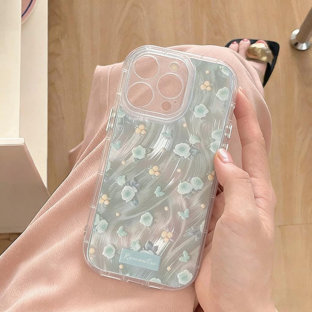 Flowers Butterfly Feather Texture Hard Case For IPhone 17 Pro 17 Air 16 15 14 13 12 11 Pro Max 16 Plus 16e Silicone Cover