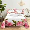 Pink Rose Bed Sheet Sets 3D Print Flowers Bed Flat Sheet for Women Girls King Queen Full Twin Size 2/3pcs Bed Linen Room Decor