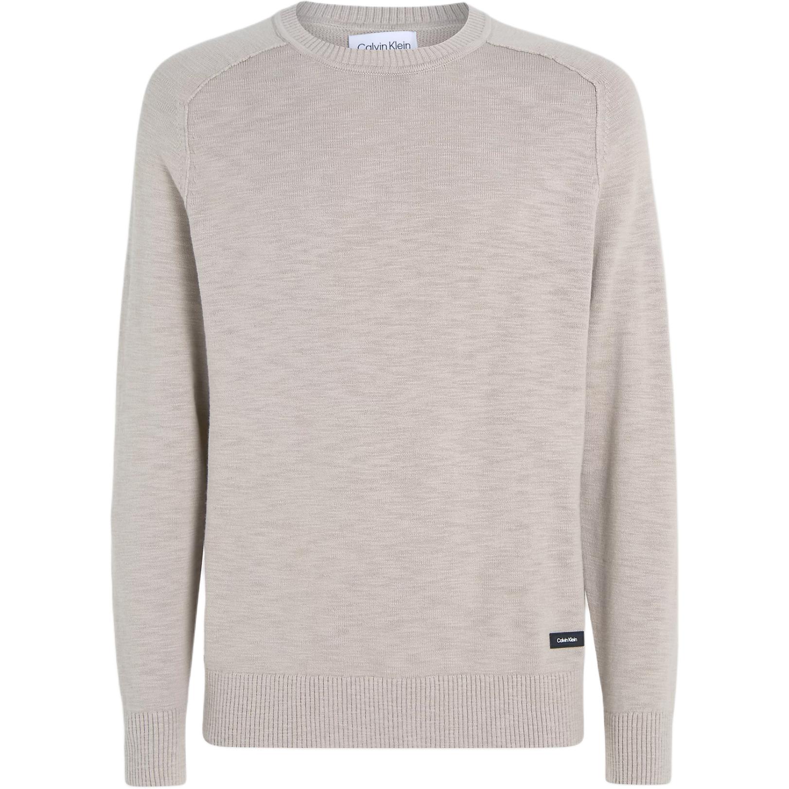 

Calvin Klein Round Neck Bamboo Ribbed Texture Minimalist Long Sleeve Shirt Men shirts Gray K10K111449-PAN M