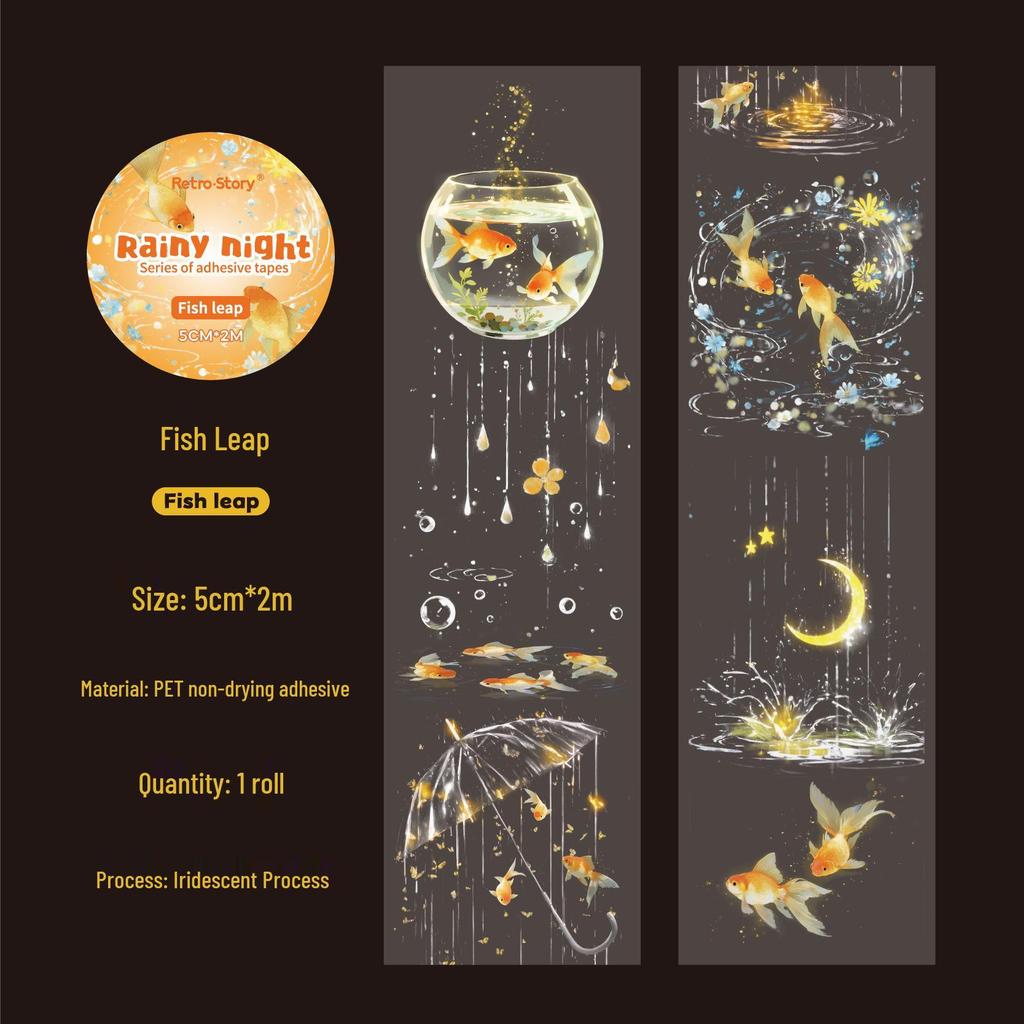 RetroStory Rainy Night Laser Scenery Journal Stickers Tape