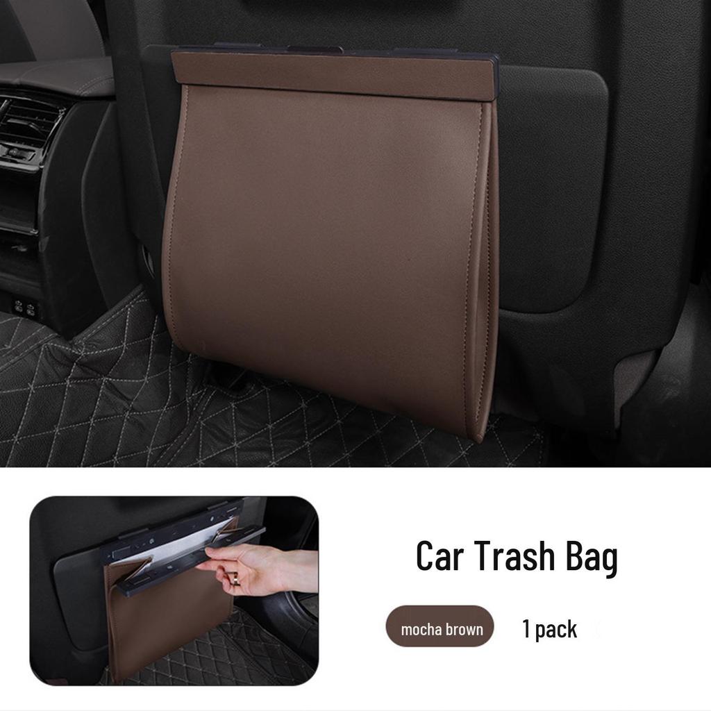Magnetic Leather Car Trash Bag for Seat Back