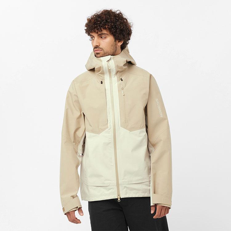 New SALOMON OUTLINE 3L GTX® SHELL Jackets Coats Men's Earth Gray LC2216400