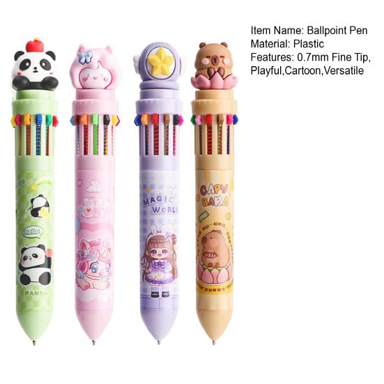 Einziehbare Kugelschreiber Cartoon Mehrfarbiger Kugelschreiber zum Journaling Notizenmachen & Hervorheben Feine 0,7mm Spitze Schüler Schreibwarenstifte für