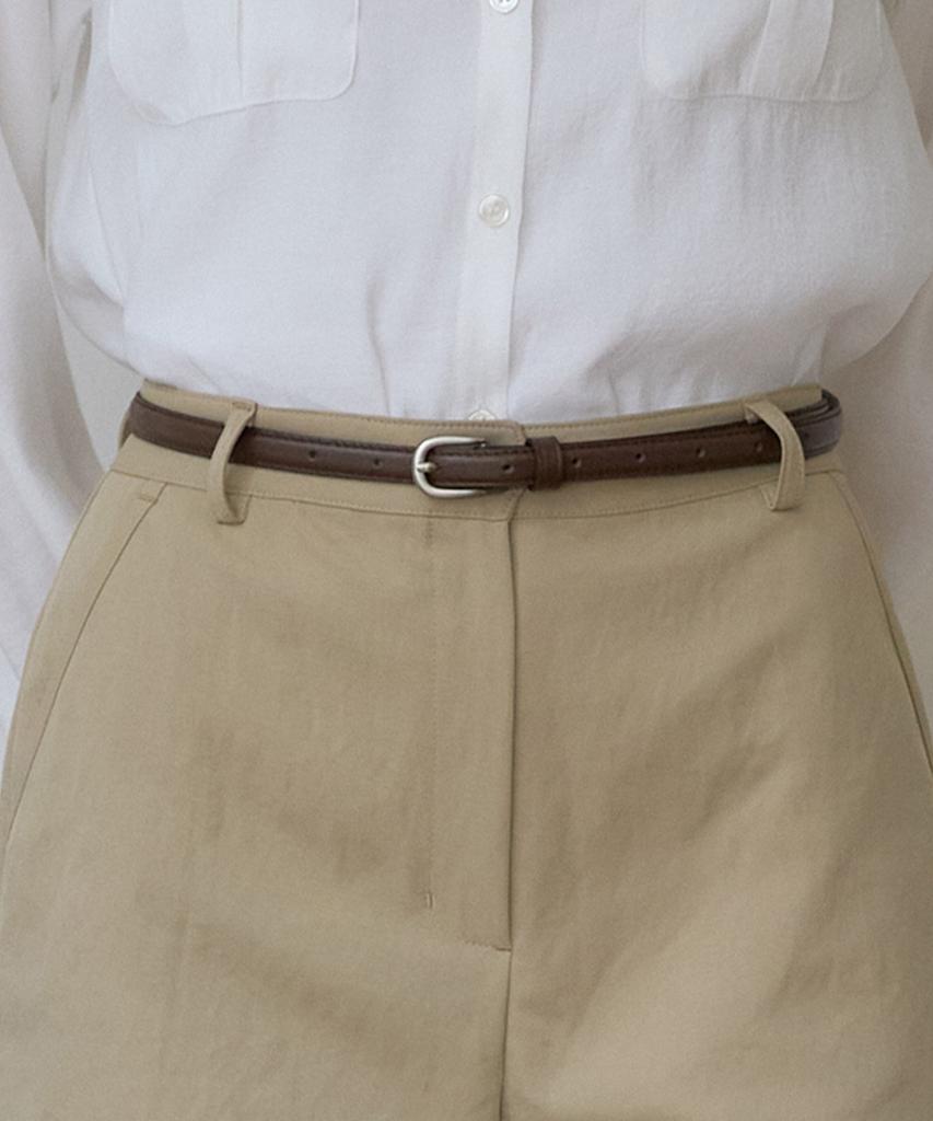 OURHOPE Slim Classic Leather Belt - Brown