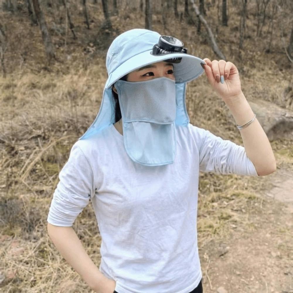 Breathable Solar Fan Hat Quick Dry Wide Brim Sun Cap Long Endurance Fishing Bucket Hat Hiking