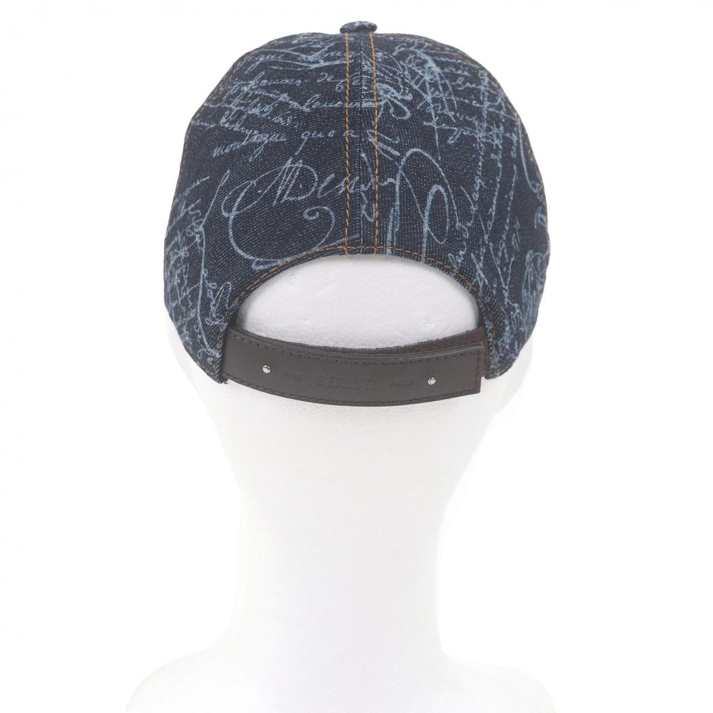 Great BERLUTI cap Calligraphy Scritto Denim Baseball Indigo blue cotton Used