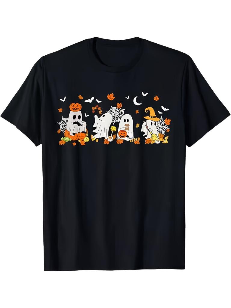 Mens and Womens Halloween TShir Pumpkins Bats Graphic Pure Cotton Tee Casual Comfortable Material Holiday Shoppers