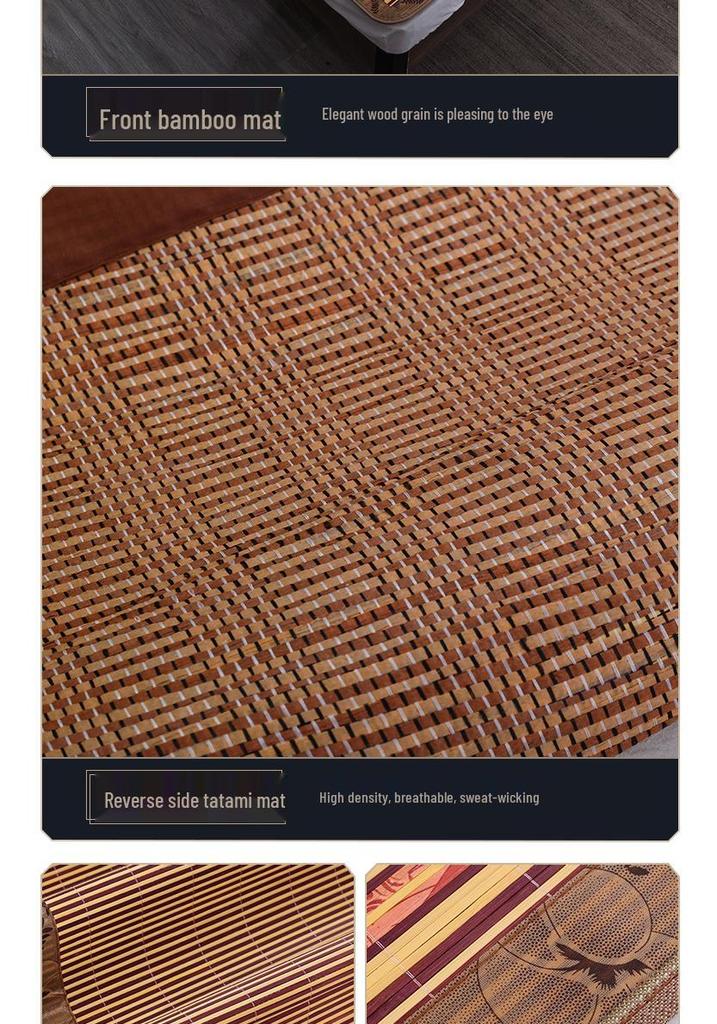 Bamboo Summer Cool Mat - Foldable Double-Sided Ice Silk Mat for Home, Dormitory, and Single Beds (Sizes: 0.9m, 1.2m, 1.5m)