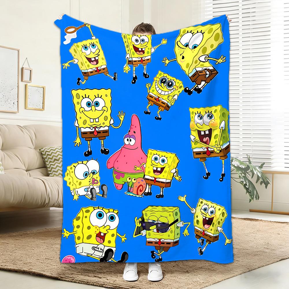 Throw Blankets for Beds Kawaii S-Spongebob All year Blanket Bedspread on the Bed Bedspreads and Coverlets Camping Anime Sofa Nap