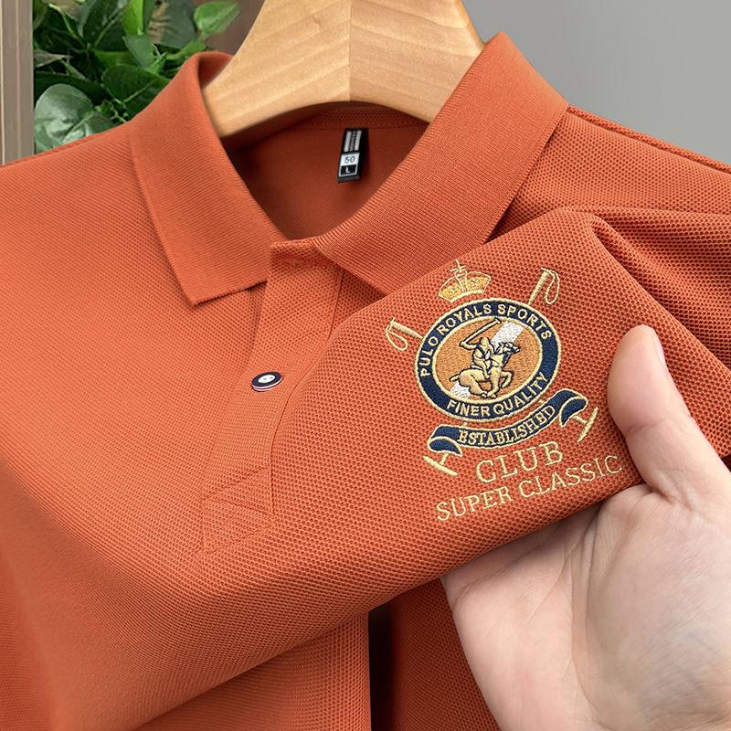 Summer Lapel Short Sleeved T-shirt POLO Shirt Men's Embroidered Short Business Middle-aged Tops