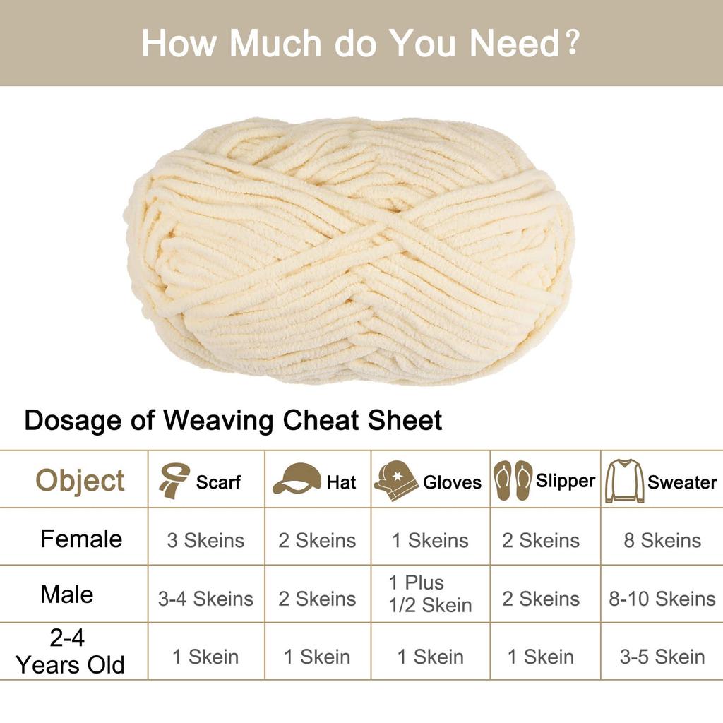 uxcell Velvet Yarn, Blanket Yarn, for Crocheting Bags, Scarves, Hats, 6-Piece Ultra-Soft Polyester Soft Knit, 100g, Cream
