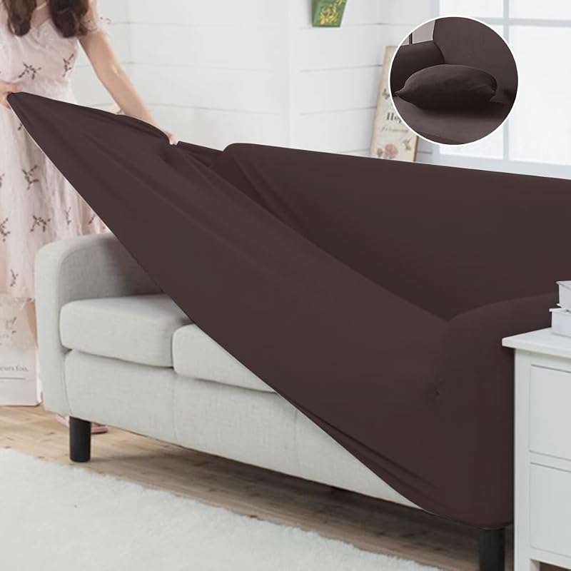 Sofa cover for 2-seater sofa with armrests - Scandinavian style sofa cover, pet- and dog repellent, high elasticity, includes 1 cushion cover.