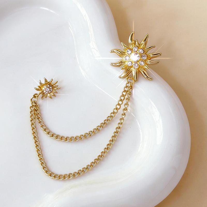 Starfish And Conch Shape Collar Chain Brooch Tassel Brooch Shirt Collar Decoration Button Needle Fit Daily Wear