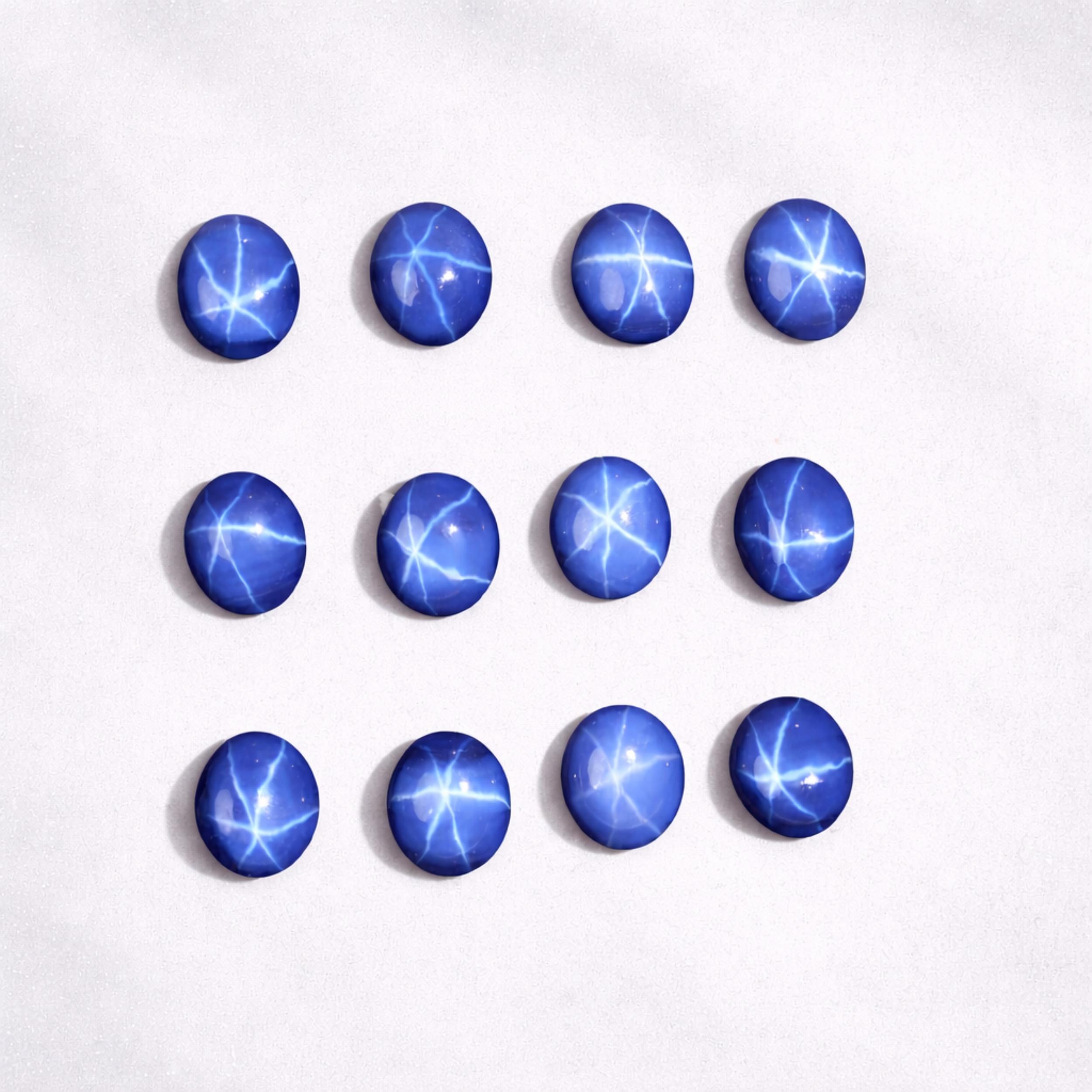 

Blue Star Sapphire Cabochon Lot 9x7mm Oval – Natural Star Sapphire Gemstones for Jewelry Making 1 Piece синій