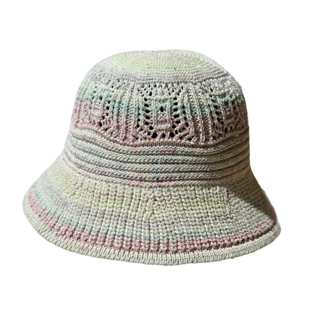 New summer fisherman hat for women, colorful hollowed-out sun hat for seaside vacations, face-flattering small woven bucket hat, foldable