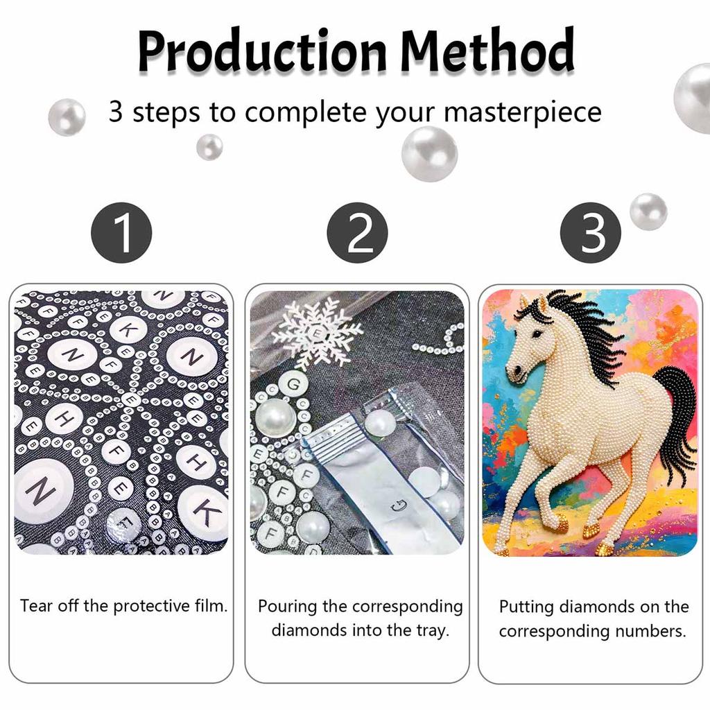 Shiny Pearl Elegant Running Horse DIY Painting Creative Bead Art Craft Household Wall Decoration Nice Present For Art Hobbyists Home Decor