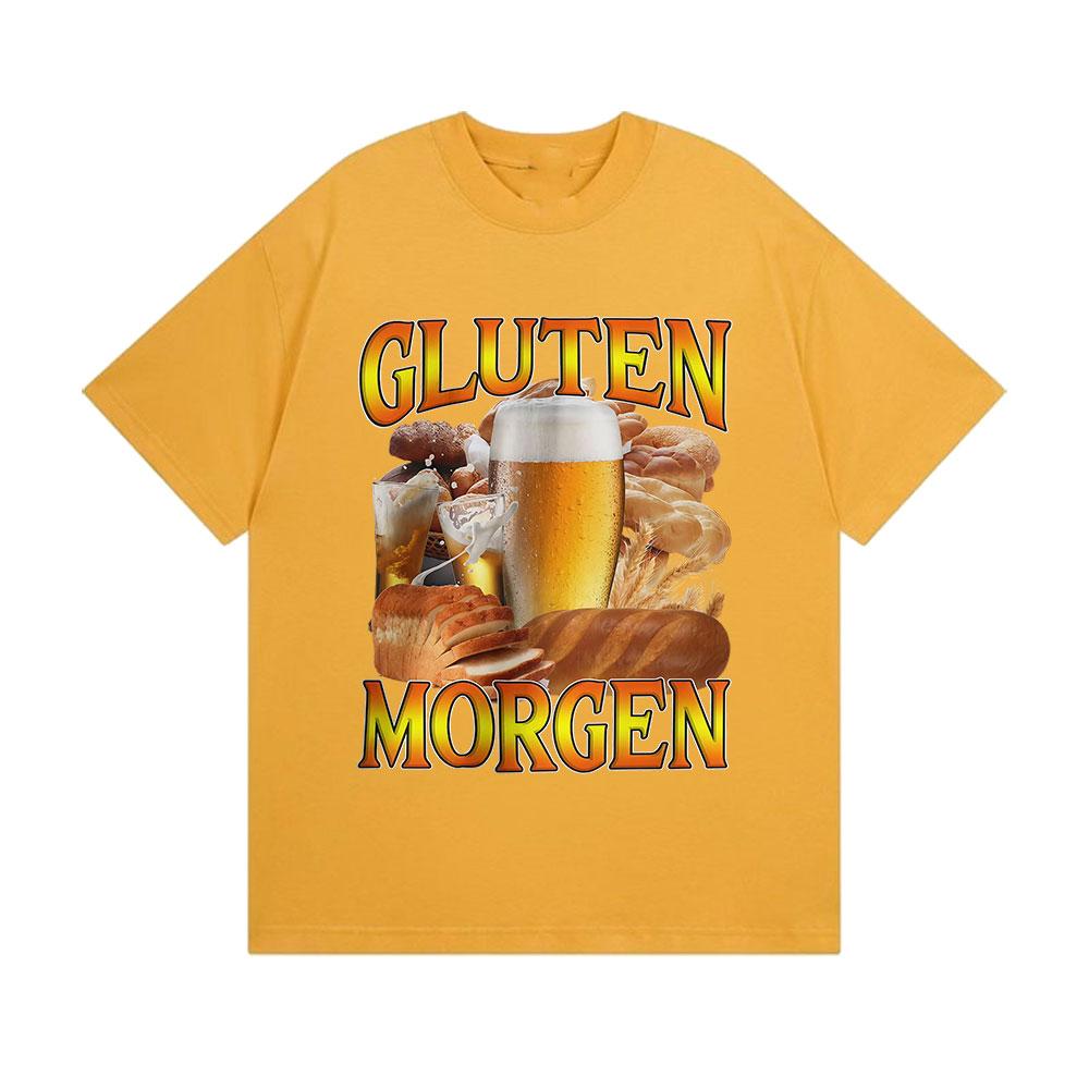 

Gluten Morgen Funny Gluten Intolerance Meme TShirt Unisex Women Loose ONeck Short Sleeve T Shirt Vintage Oversized Cotton TShirts 4XL