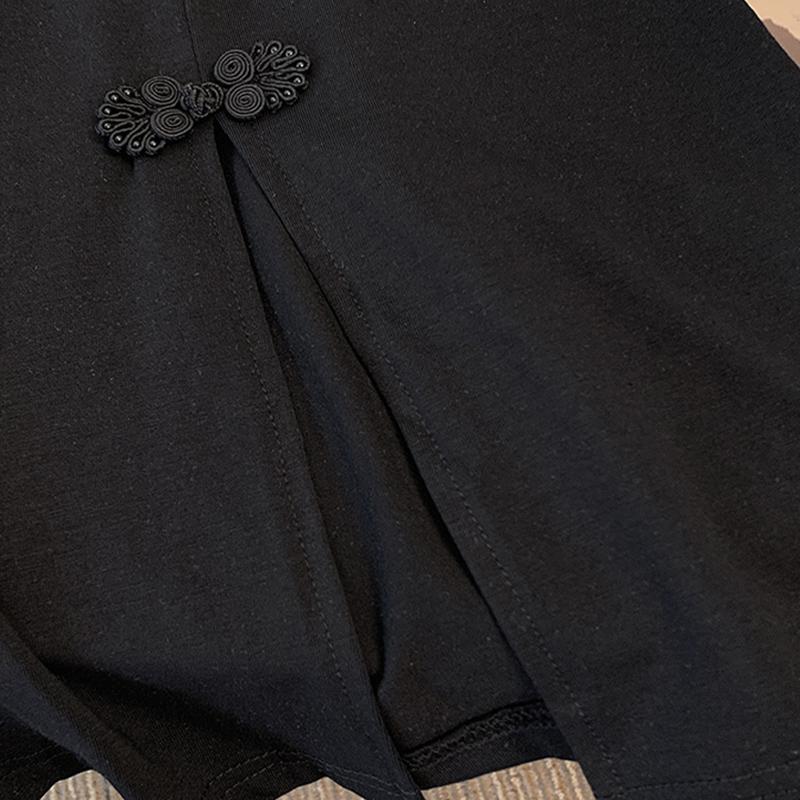 Abbigliamento da donna taglie forti, stile cinese moderno vintage, Repubblica di Cina, top a maniche corte con ricamo