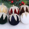 16Pcs Shiny Flocking Christmas Ball Creative Xmas Tree Hanging Pendants  Festival Ornament
