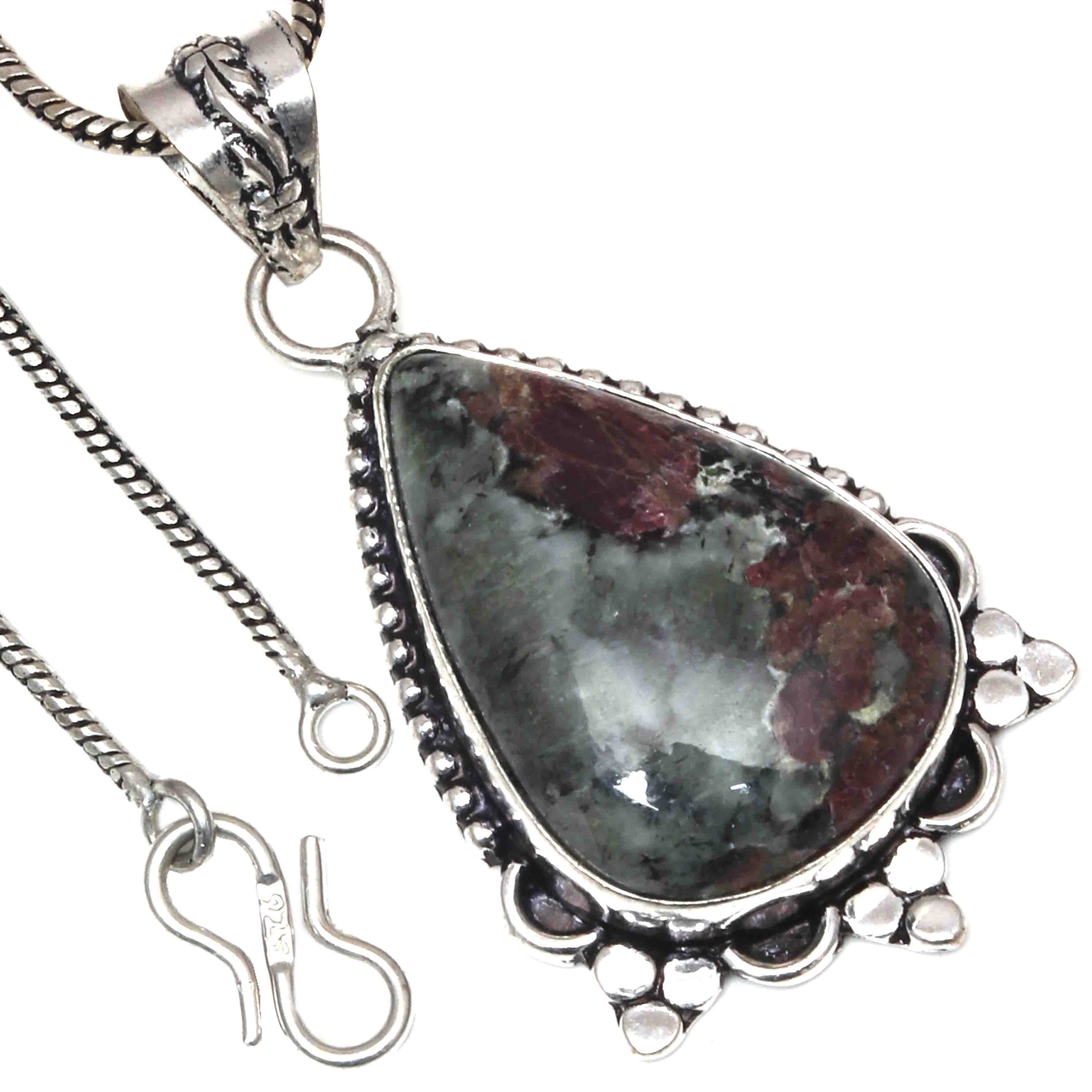 

Подвеска с драгоценным камнем эвдиалитом, подарок на День святого Валентина, серебряное ювелирное изделие, 2 дюйма