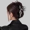 Large Bowknot Womens Hair Claw Clip for Thick Thin Hair Accessories Trendy Elegant Gold Silver Metal Streamer Crab Clamp Jewelry