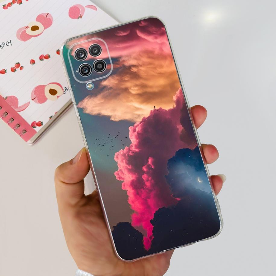 For Samsung Galaxy A12 Case Transparent Cover Fashion Flower Slim Soft TPU Phone Case For Samsung A12 SM-A125F M12 F12 A 12 Capa