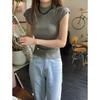 Spice Girl Hollow Knitted Short Sleeve Spring and Summer Slim Shoulder Fashion Versatile Pure Thin Top Age Reduction T
