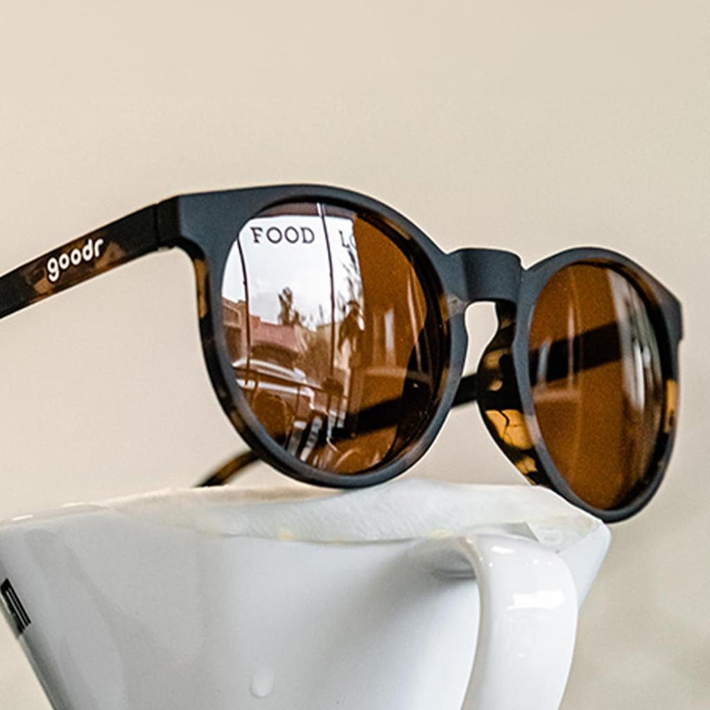 Goodr Nine Dollar Pour Over Polarized Round Sunglasses for Men and Women Brown Translucent Frame with Brown Lenses UV400 Protection Brown Size S