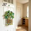 Decorative Clover Wooden Board St. Patrick's Day Door Sign, Luck Green Hat Themed Hanging Shamrock Ornament Plaque, Ornaments for Holiday Front Porch