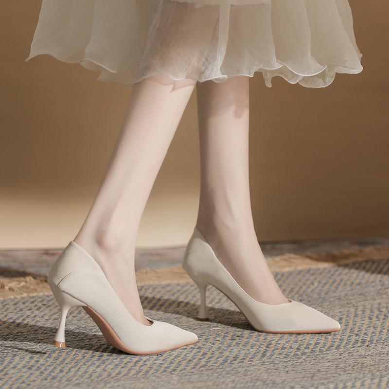 Temperament pointed thin heels versatile women's high heels new simple black shoes classic not tired feet women