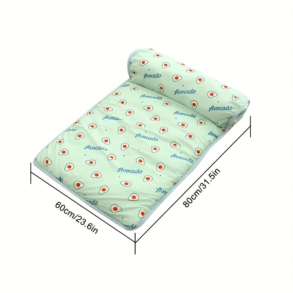 Cooling Pet Mat with Pillow - Non-Slip, Comfortable Dog & Cat Bed for All Sizes - Ideal for Indoor/Outdoor Use, Pet Cooling Mat