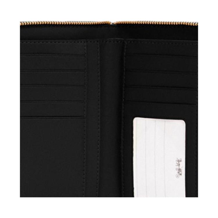 COACH Zip Around Leather Circumferential Zip Closure Wallet Card Holder Medium Women's Pure Black C4124-IMBLK