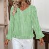 Women's Casual Fashion Ruffled V-Neck Pocket Floral Print Long Sleeve Top