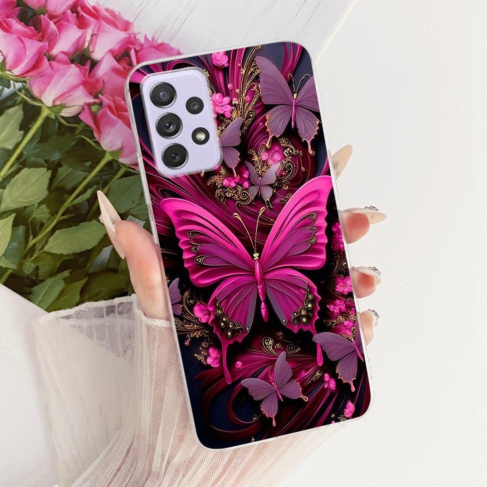 Transparent For Samsung Galaxy A72 4G Case Cute Fashion Flowers Funny Painted Casing For Samsung A72 4G SM-A725M SM-A725F Cover