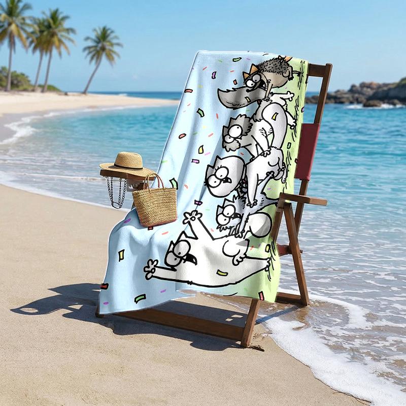 Simon'S Cat Fashion Beach Towel: Ideal for Summer Adventures Soft, absorbent and quick drying suitable for swimming and bathing