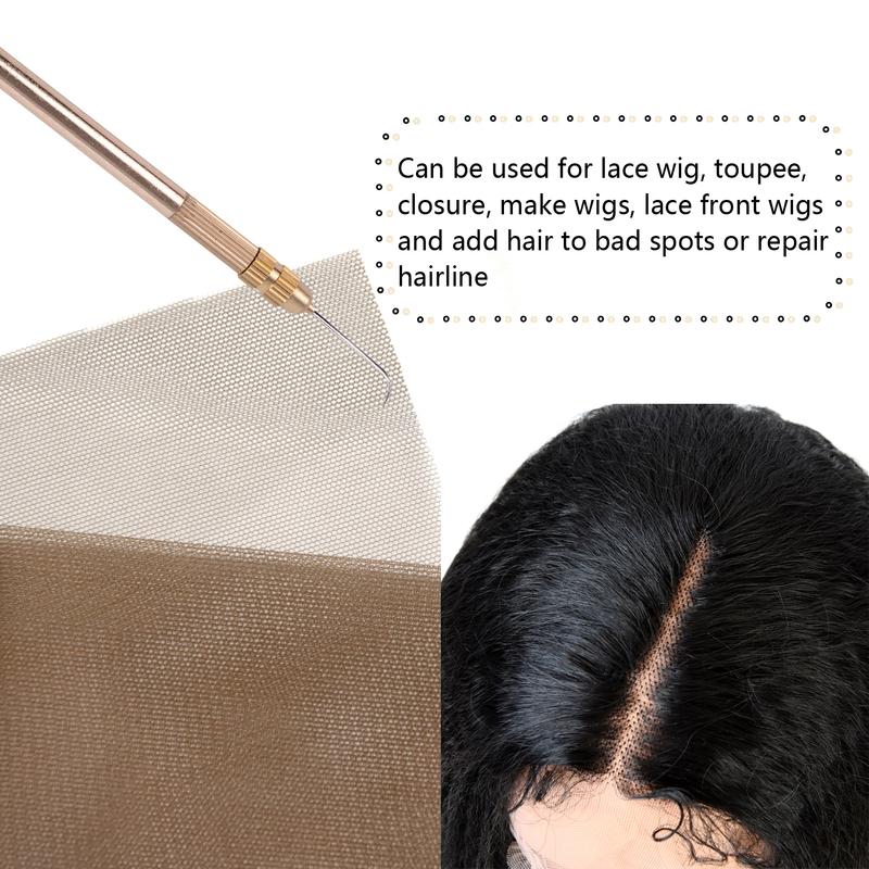 Detachable Metal Ventilating Needle For Lace Wig Making 1pc Brass Holder And 4 Sizes Repair Needles Hair Extention Tools