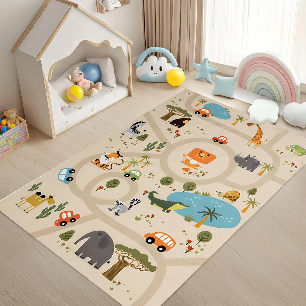 Cartoon Runway Carpet Parking Lot Road Game Floor Mat Household Non-Slip Dirt Resistant and Easy To Manage Foot Mat