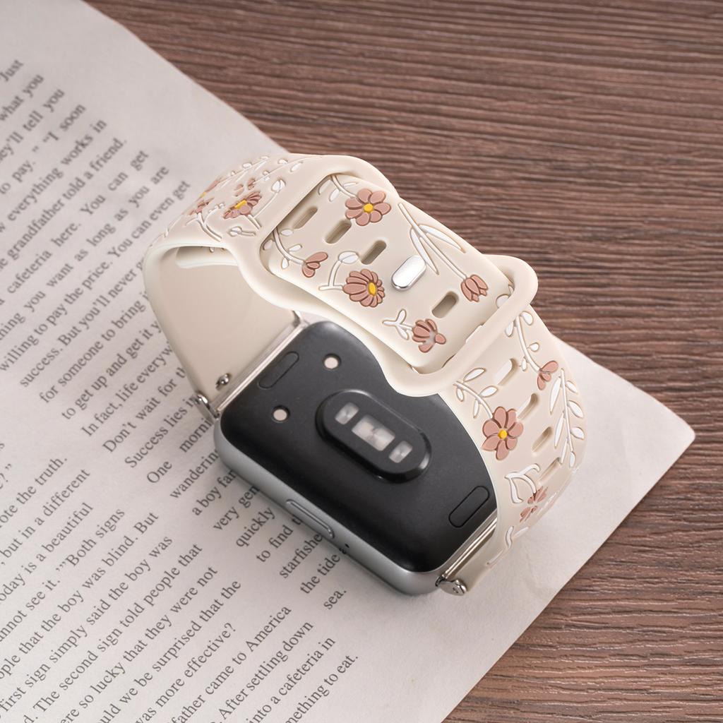 Prints Floral Strap for Samsung Galaxy Fit 3 Watch Band Silicone Engraving Bracelet for Samsung Galaxy Fit 3 Women Wristband