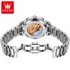 OLEVS 7075 Watches For Man Luxury Original Mechanical Watch For Men Week Calendar Waterproof Automatic Hand Clock Steel Strap