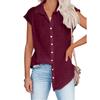 Summer Solid Color Single-breasted Shirt for Women Casual Short-sleeved Tops