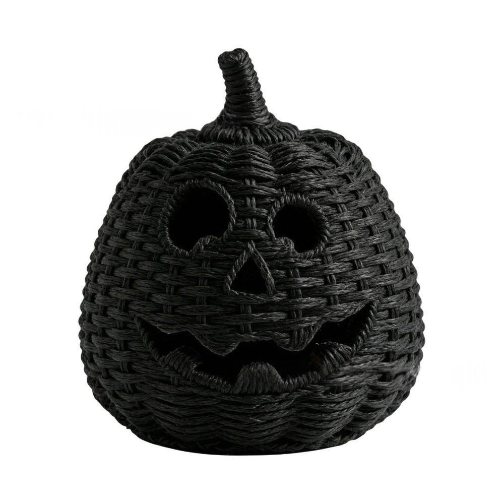 with LED Candle Black Jack-O Lantern Candy Storage Basket  Halloween Decoration